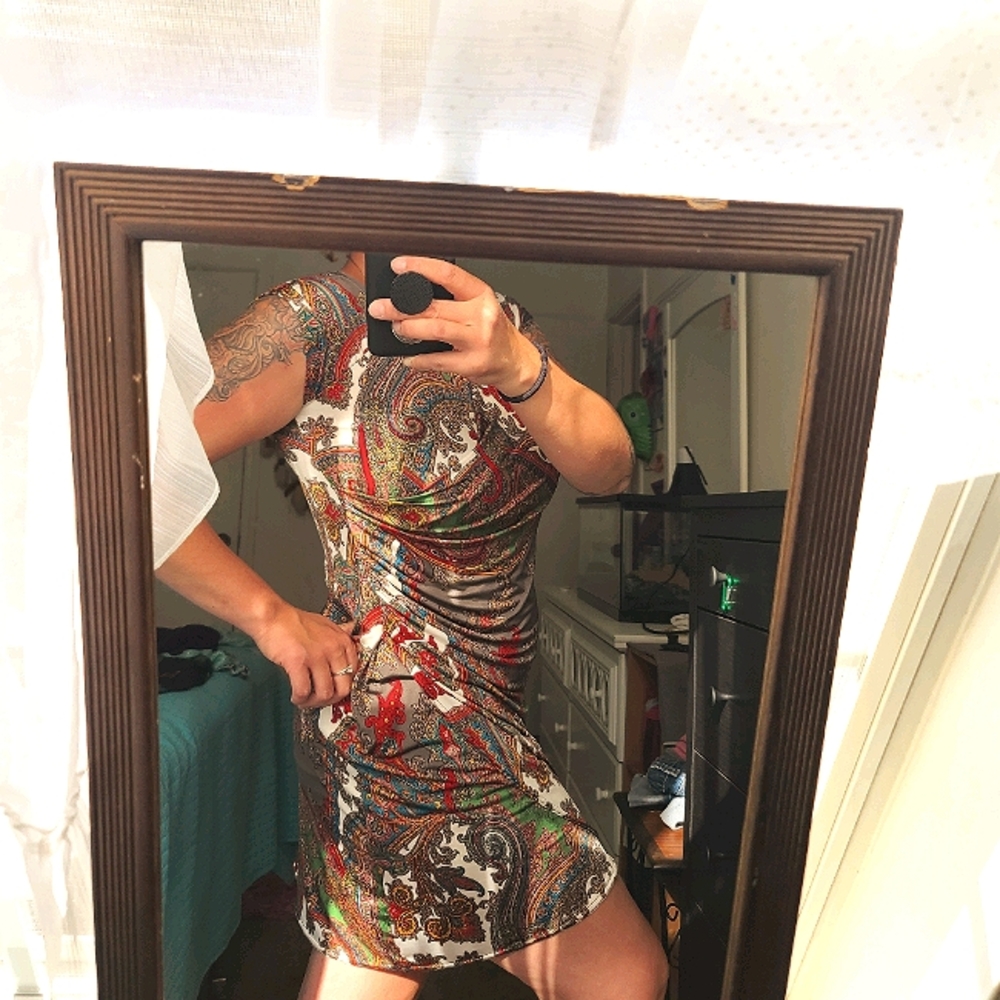💮Vintage Sexy French paisley Midi dress